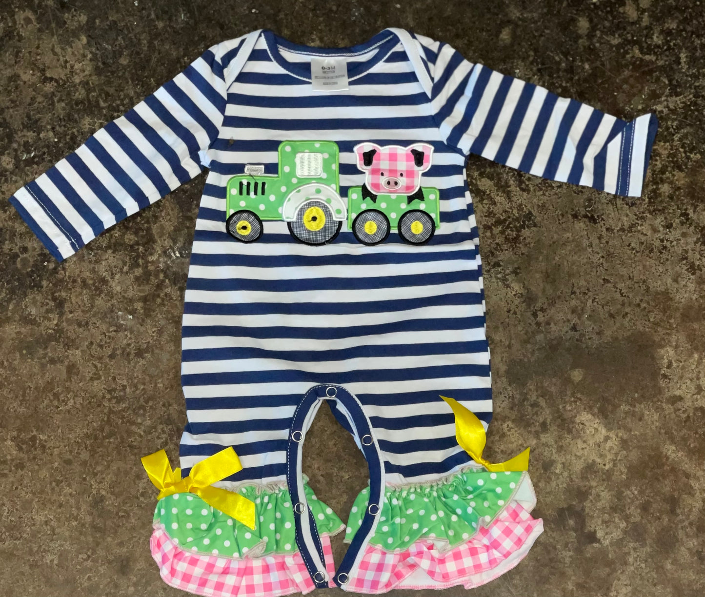 Girl Pig Farmer Romper